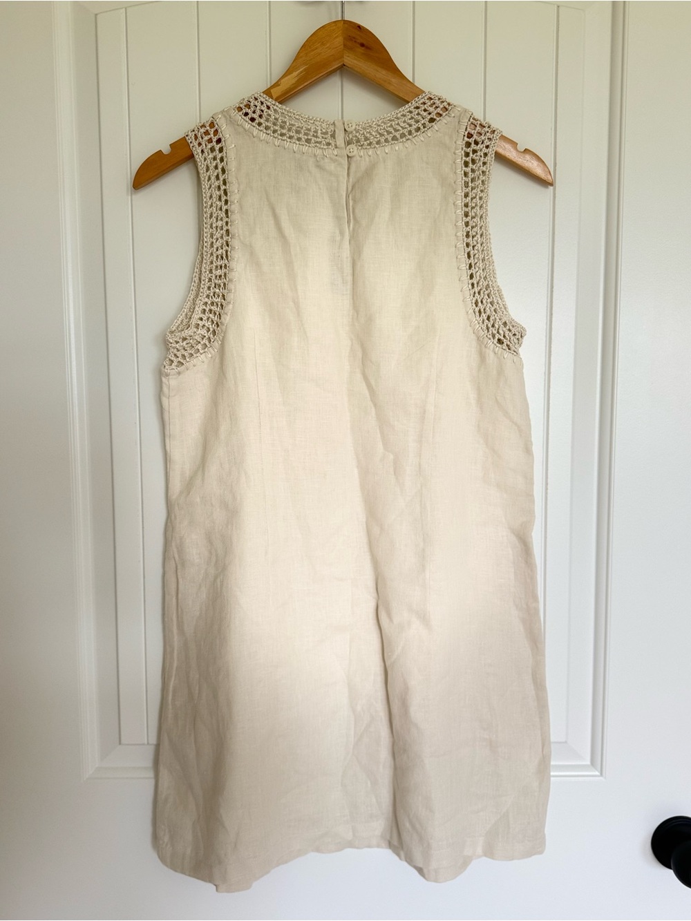 J.Crew Maxine Crochet Trim Linen Shift Dress Ivory Mini Sleeveless Size Small - Picture 5 of 10